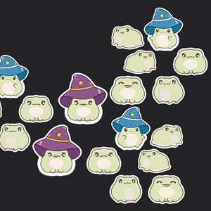 Frog Stickers, Set 21 Stickers, Journal Sticker, Die Cut Sticker, Witchy Frog Sticker, Witch Stickers, Cute Frog Stickers, Halloween Sticker