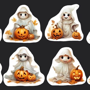 Halloween Ghost Stickers, Set 24 Stickers, Journal Sticker, Die Cut Sticker, Ghost Stickers, Scary Stickers, Halloween Stickers, Pumpkions