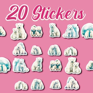 Polar Bear Stickers, Set 20 Stickers, Love Stickers, Couple Sticker, Wedding Stickers, Bear Stickers, Valentine Stickers, Polar Bears, Bears