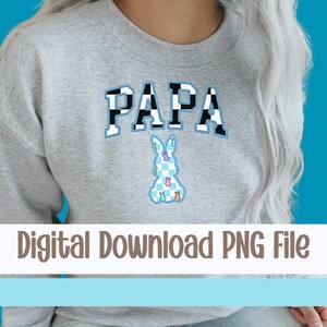 Impression de lapin PAPA PNG | Lettres rétro | Téléchargement numérique | Design par sublimation pour t-shirts, gobelets et plus encore, Pâques