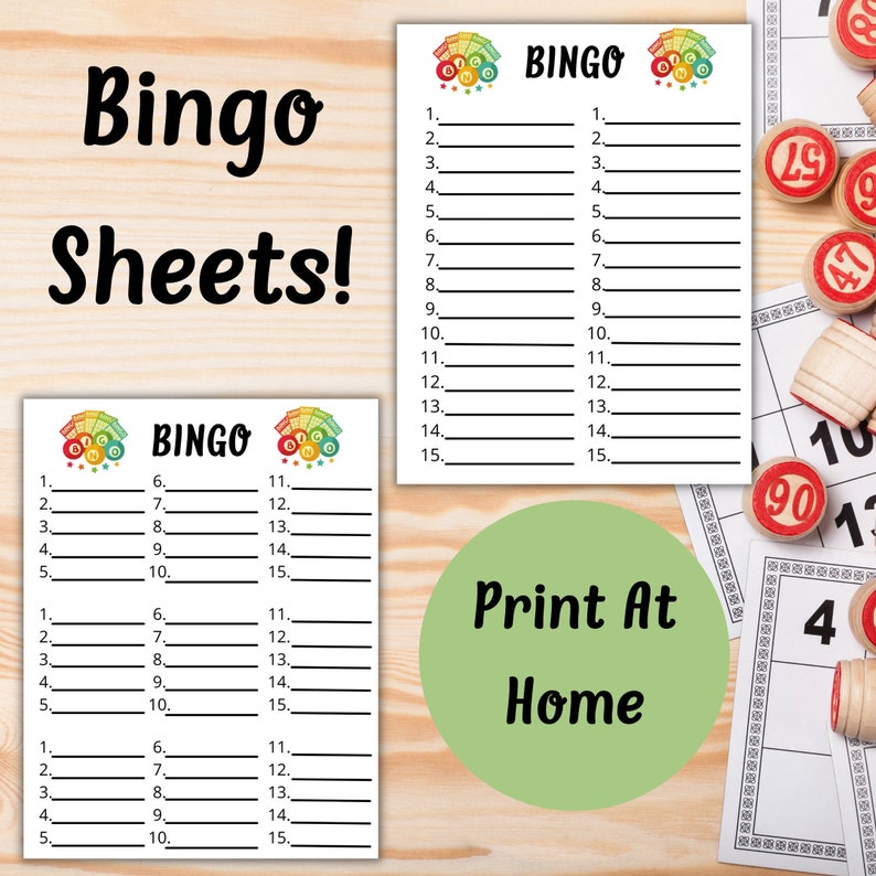 Bingo Sheets Bingo Printable 1-15 Bingo Bingo Names Bingo - Etsy