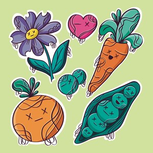 Food Stickers, Set of 24 Stickers, Drink Sticker, Journal Sticker, Die Cut Stickers, Snack Stickers, Kawaii Dead Stickers