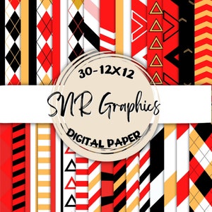 Mouse Digital Paper Bundle 12X12, Scrapbook Paper, Wallpaper, Fondo Digital, Papel Rojo, Chevron Paper, Argyle, Rayas