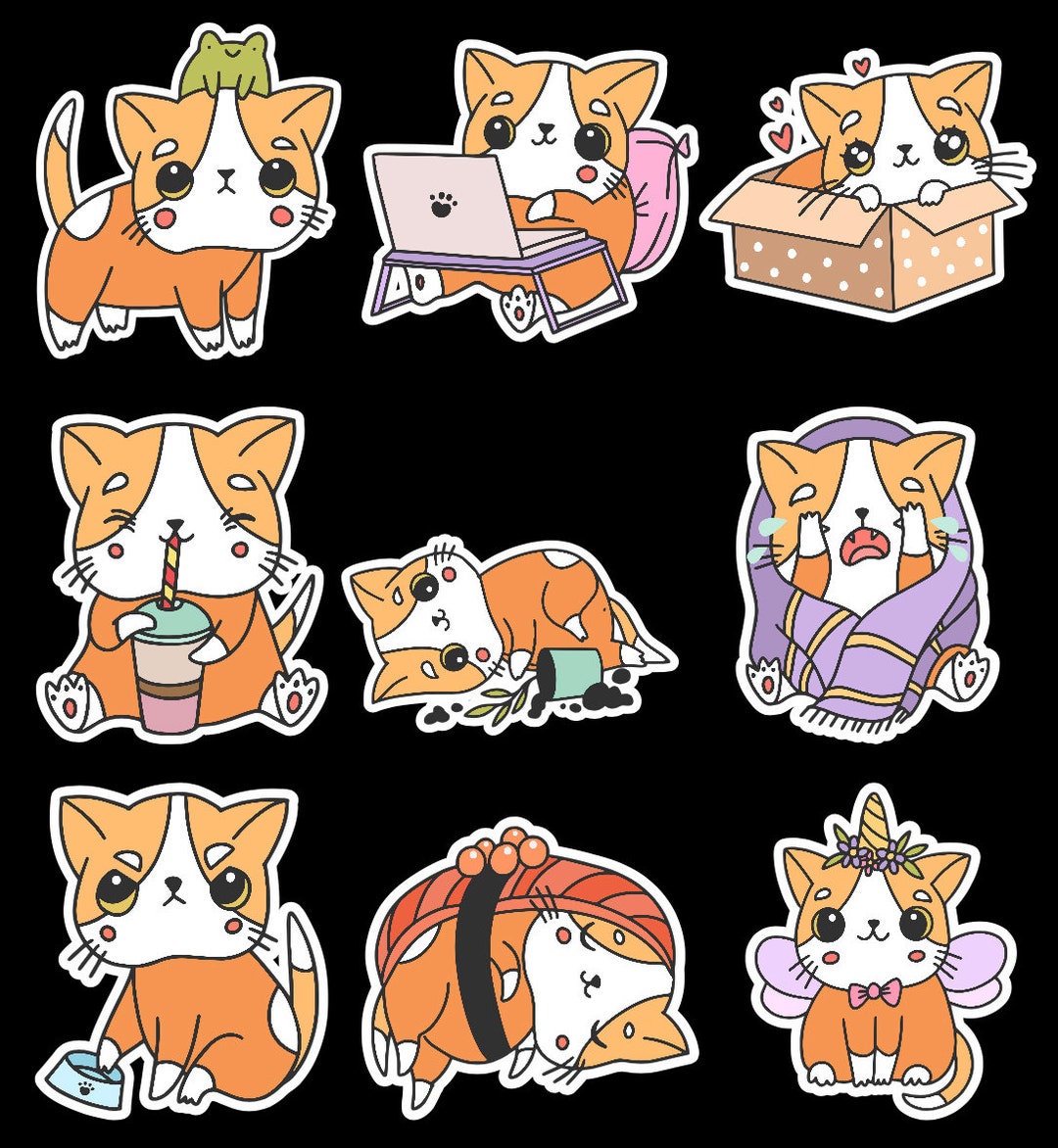 Funny Cats Set of 27 Stickers, Sticker, Journal Sticker, Die Cut ...