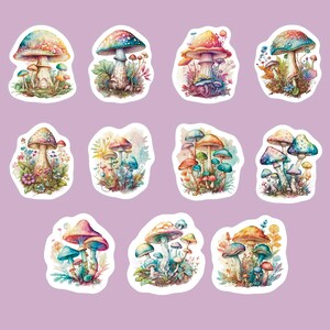 Mushroom Stickers,  Set of 22 Stickers, Sticker, Journal Sticker, Die Cut Stickers, Cottagecore Stickers