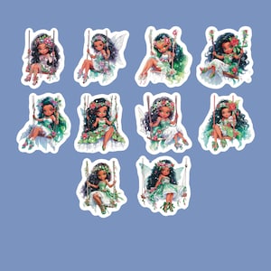 African American Fairy Stickers, Set 20 Stickers (2 sets of 10) Black Girl Sticker, Melanin Sticker, Beautiful Fairy Sticker, Fairies