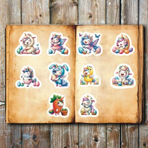 Unicorn Stickers, Set of 20 Stickers, Easter Stickers, Easter Unicorn Stickers, Cute Baby Unicorn Stickers, Easter Egg Stickers, Unicorns