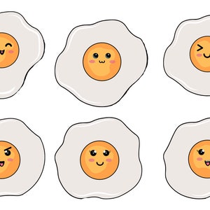 Funny Egg, Set of 24 Stickers, Sticker, Journal Sticker, Die Cut Stickers, Sunny Side Up Egg, Kawaii Egg, Anime Egg, Manga