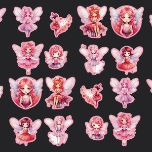 Fairy Stickers, Set of 20 Stickers, Valentine Sticker, Love Stickers, Heart Stickers, Rose Stickers, Cute Fairy Stickers, Fairies