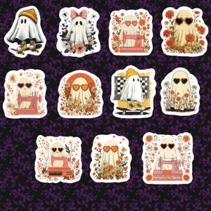 Vintage Ghosts Stickers, Set of 22 Stickers, Trendy Sticker, Halloween Stickers
