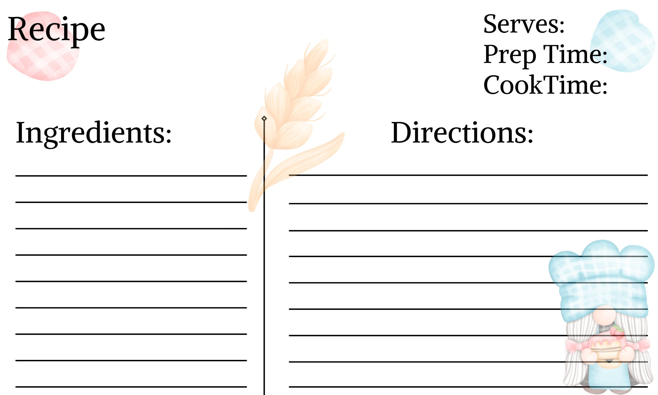 Recipe Card Printable Recipe Card Editable Recipe Card Etsy