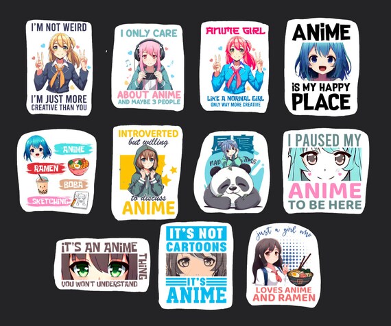 Anime Sayings Stickers, Set of 22 Stickers, Journal Sticker, Die