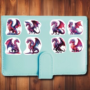 Dragon Stickers Pink & Purple, Set of 24 Stickers, Dragon Sticker, Die Cut Sticker, Fantasy Sticker, Mythical Sticker, Dragon Lover Sticker