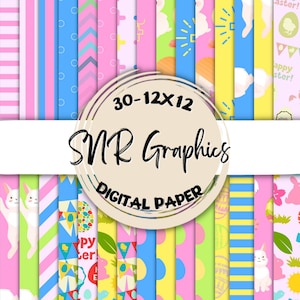 Saint Easter Digital Paper Bundle 12X12, papier album, papier peint, fond d’écran numérique, papier religieux, chevron, argyle, rayure, pastel