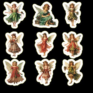 Christmas Fairy Stickers, Set 18 Stickers, Christmas Stickers, Fairy Stickers, Green & Red Fairy Stickers, Fairies, Beautiful Fairy Stickers