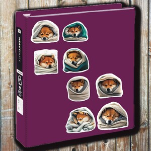 Shiba Inu in Blanket Stickers, Watercolor Journaling Stickers, Set of 24