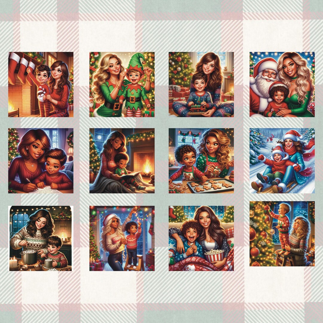 Christmas Family Stickers, Set of 24 Stickers, Christmas Time Sticker ...