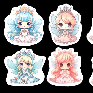 Fairy Princess Stickers, Set 24 Sticker, Sticker, Journal Sticker, Die Cut Sticker, Watercolor Sticker, Princess Stickers, Fairy Sticker