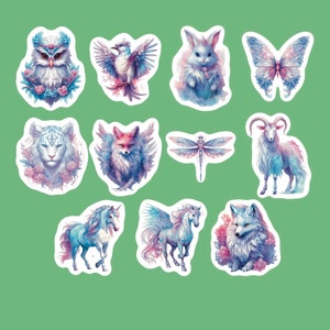 Magical Winter Animal Stickers, Set of 22 Stickers, Animal Stickers, Winter Stickers, Magical Stickers, Colorful Animal Stickers,