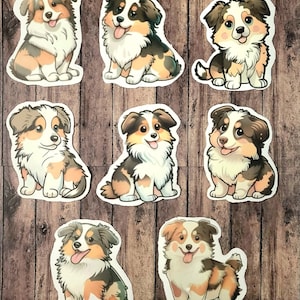 Australian Shepherd Set of 8 Magnets, Kawaii Aussie Magnet, Dog Magnets, Aussie Magnets, Australian Shepherd Magnet, Decorative Magnets Only