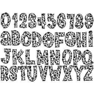 Paw Print Doodle Letters PNG With Doodle Outline, Paw Clipart Alphabet ...