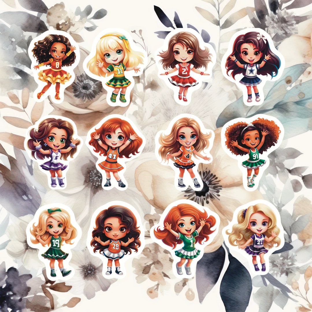 Cheerleader Stickers, Set of 24 Stickers, Cheer Stickers, Cheerleading ...
