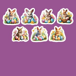 Adorable Bunny Stickers, Set of 21 Stickers, Easter Sticker, Rabbit Sticker, Bunny Stickers, Easter Egg Sticker, Spring Sticker, Bunnies
