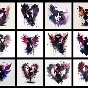Dark Fairy in Love Set of 24 Stickers, Sticker, Journal Sticker, Die Cut Sticker, Fantasy Stickers, Fairy Sticker, Valentine