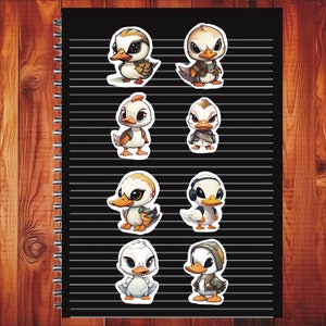 Kawaii Goose Set of 24 Stickers, Sticker, Journal Sticker, Die Cut Sticker, Kawaii Geese Stickers, Cartoon Goose Sticker, Geese