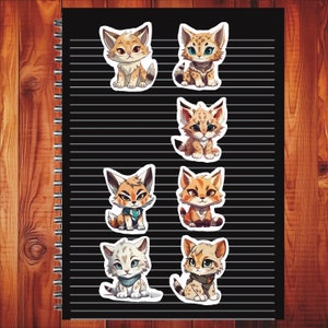Kawaii Lynx Set of 21 Stickers, Sticker, Journal Sticker, Die Cut Sticker, Kawaii Lynx Stickers, Cartoon Lynx Stickers, Baby Lynx