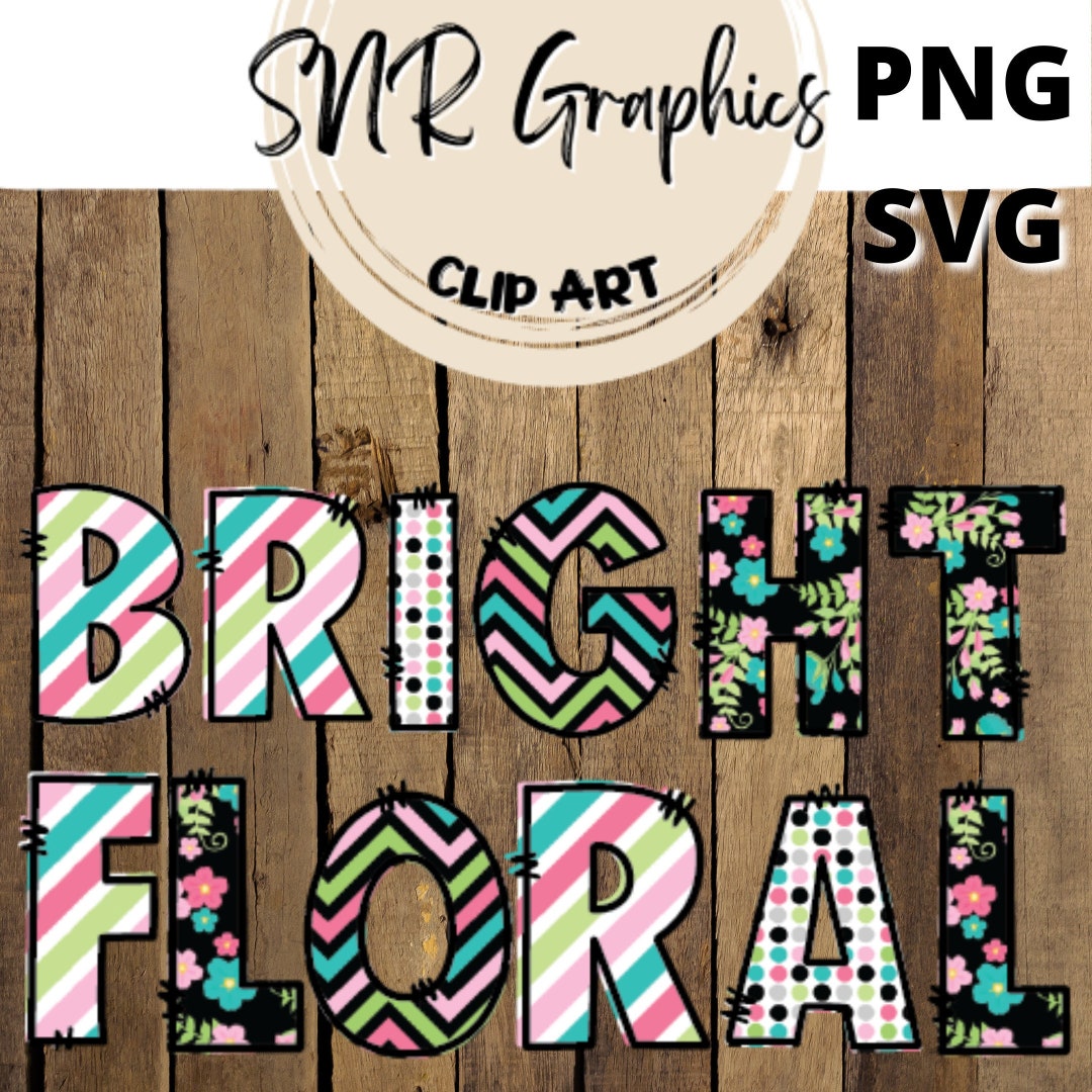 Floral Doodle Letters Clipart, PNG SVG Alphabet Font (digital Download ...
