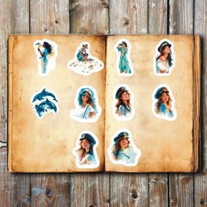 Beautiful Woman Traveling Stickers, Set of 20 Stickers, Woman Sticker, Traveling Stickers, Woman In Hat Stickers, Brunette Stickers