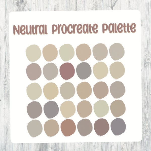 Neutral Earth Tone Procreate Color Palette, 30 color Palette, Complimentary Colors, Digital Art, Color Swatches, Procreate Brushes, IPad Pro