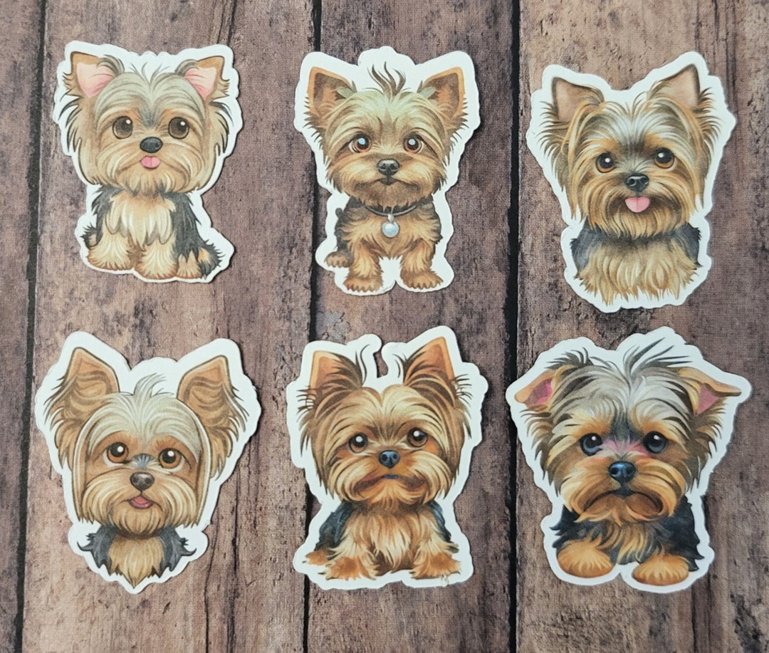 Yorkie Stickers, Set of 24 Stickers, Sticker, Journal Sticker, Die Cut
