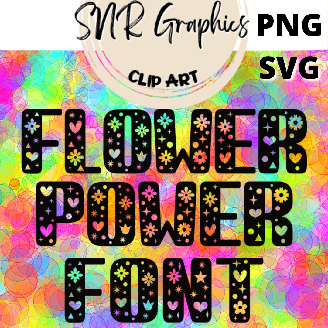 Flower Power Alphabet Clipart Heart Clipart Daisy Font Etsy