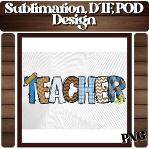 Letras de doodle de maestro en formato PNG con contorno de doodle, fuente de alfabeto de clipart escolar, descarga digital, POD, lista para imprimir, directa a película, galleta