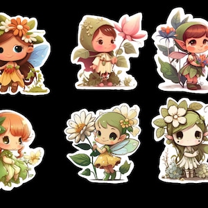Nature Fairy  Stickers, Set of 24 Stickers, Sticker, Journal Sticker, Die Cut Sticker, Nature Stickers, Nature Fairies, Fairy