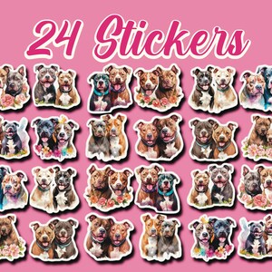 Pitbull Stickers, Set of 24 Stickers, Love Stickers, Couple Sticker, Dog Stickers, Wedding Stickers, Puppy Stickers, Valentine Stickers