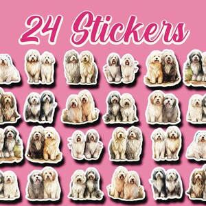 Sheepdog Stickers, Set of 24 Stickers, Love Stickers, Couple Sticker, Dog Stickers, Wedding Stickers, Puppy Stickers, Valentine Stickers,