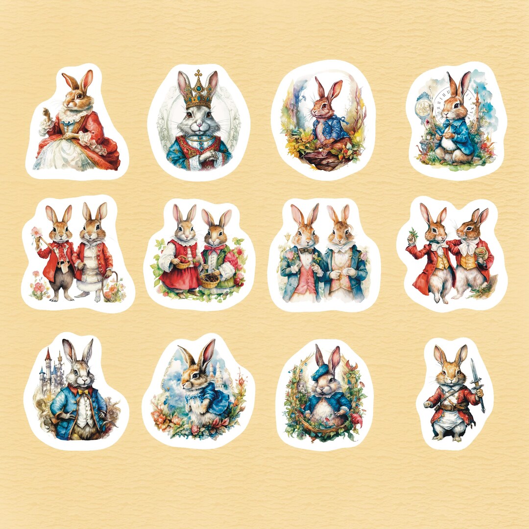 Royal Rabbits Set of 24 Stickers, Sticker, Journal Sticker, Die Cut ...