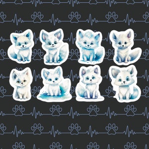 Wolf Cub Stickers, Set of 24 Stickers, Cub Stickers, Wolf Stickers, Wolves, Baby Wolf Stickers, White Wolf Stickers, Adorable Wolf Stickers