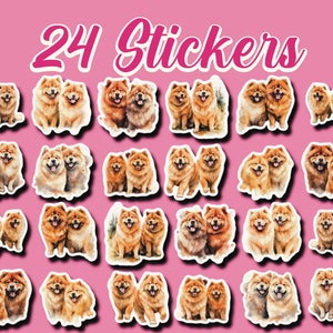 Chow Stickers, Set of 24 Stickers, Love Stickers, Couple Sticker, Dog Stickers, Chows, Puppy Stickers, Valentine Stickers, Wedding Sticker