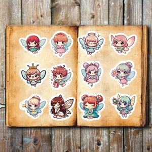 Anime Fairy Stickers, Set of 24 Stickers, Fairy Sticker, Fairies, Anime Stickers, Girl With Wings Stickers, Colorful Fairy Stickers
