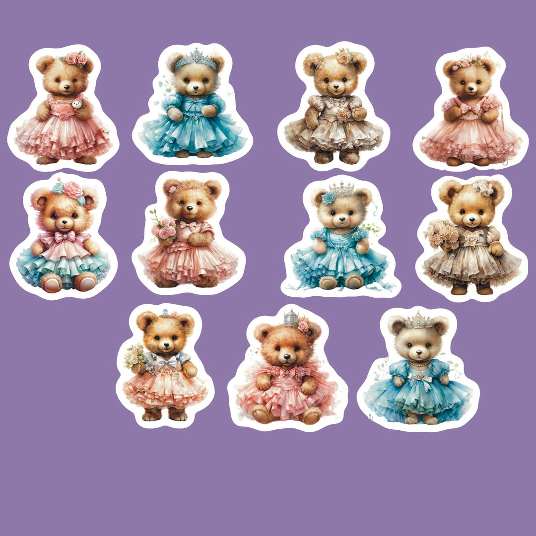 Cute Teddy Bears Stickers, Set of 22 Stickers, Laptop Stickers, Water ...