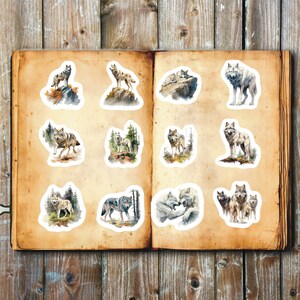 Wolf Stickers, Set of 24 Stickers, Wolves, Gray Wolf Stickers, Wolf Pack Stickers, Wildlife Stickers, Wolf On Rock Stickers