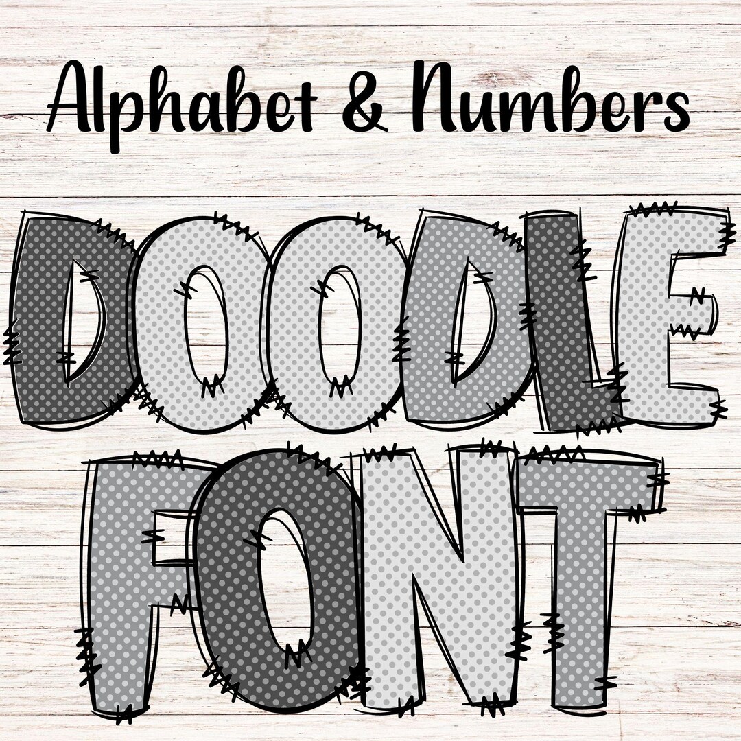 Grey Polka Dot Doodle Letters PNG With Doodle Outline, Clipart Alphabet ...