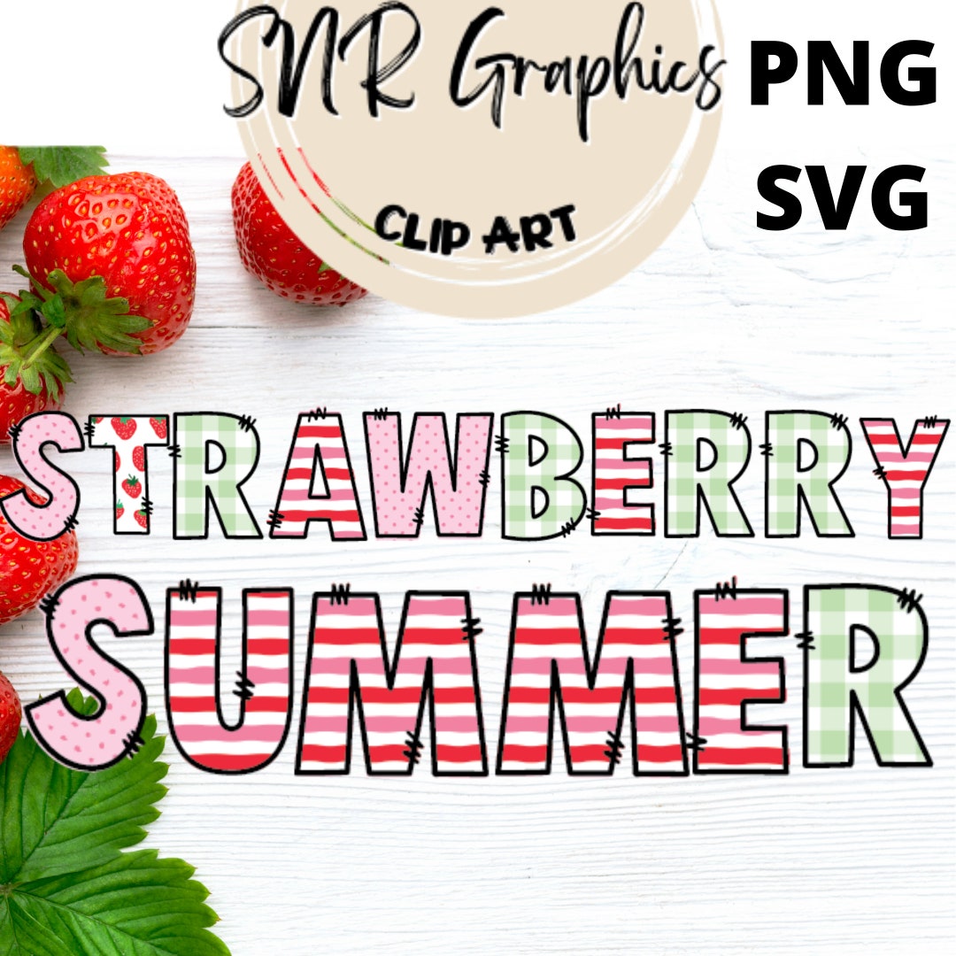 Strawberry Summer Doodle Letters PNG With Doodle Outline, Strawberries ...