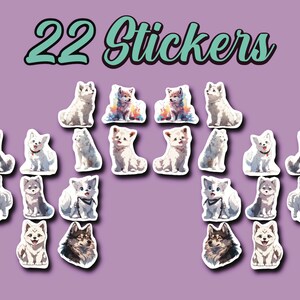 Anime Wolf Stickers, Set of 22 Stickers, Journal Sticker, Die Cut Sticker, Manga Sticker, White Wolf Sticker, Kawaii Stickers, Baby Wolves