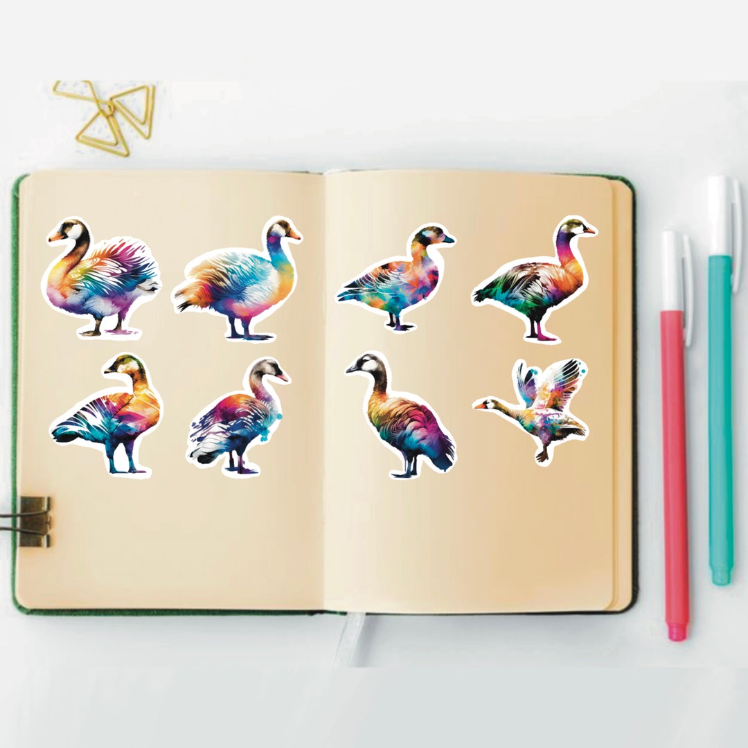 Goose Tie Dye, Set of 24 Stickers, Sticker, Die Cut Sticker, Watercolor ...