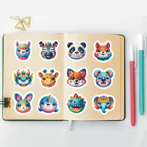 Crochet Animal Stickers, Set of 24 Stickers, Animal Stickers, Colorful Animal Stickers, Nursery Stickers, Baby Animal Stickers, Animals